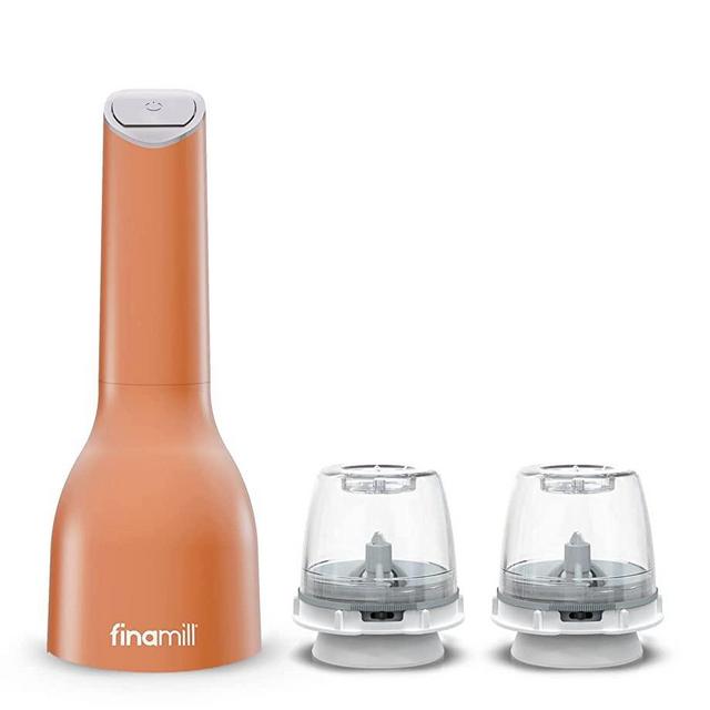 FinaMill – Award Winning Battery Pepper Mill & Spice Grinder in One, Adjustable Coarseness, Ceramic Grinding Elements, One Touch Operation with LED Light, includes 2 Quick-Change ProPlus Pods