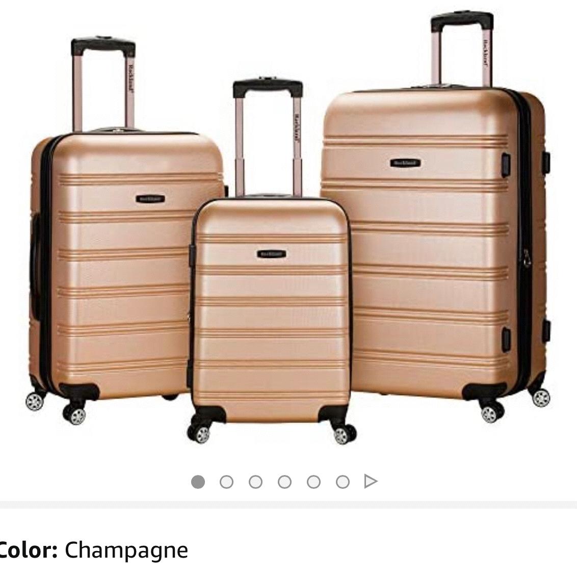 Rockland Melbourne Hardside Spinner Luggage, Champagne, 3-Piece Set