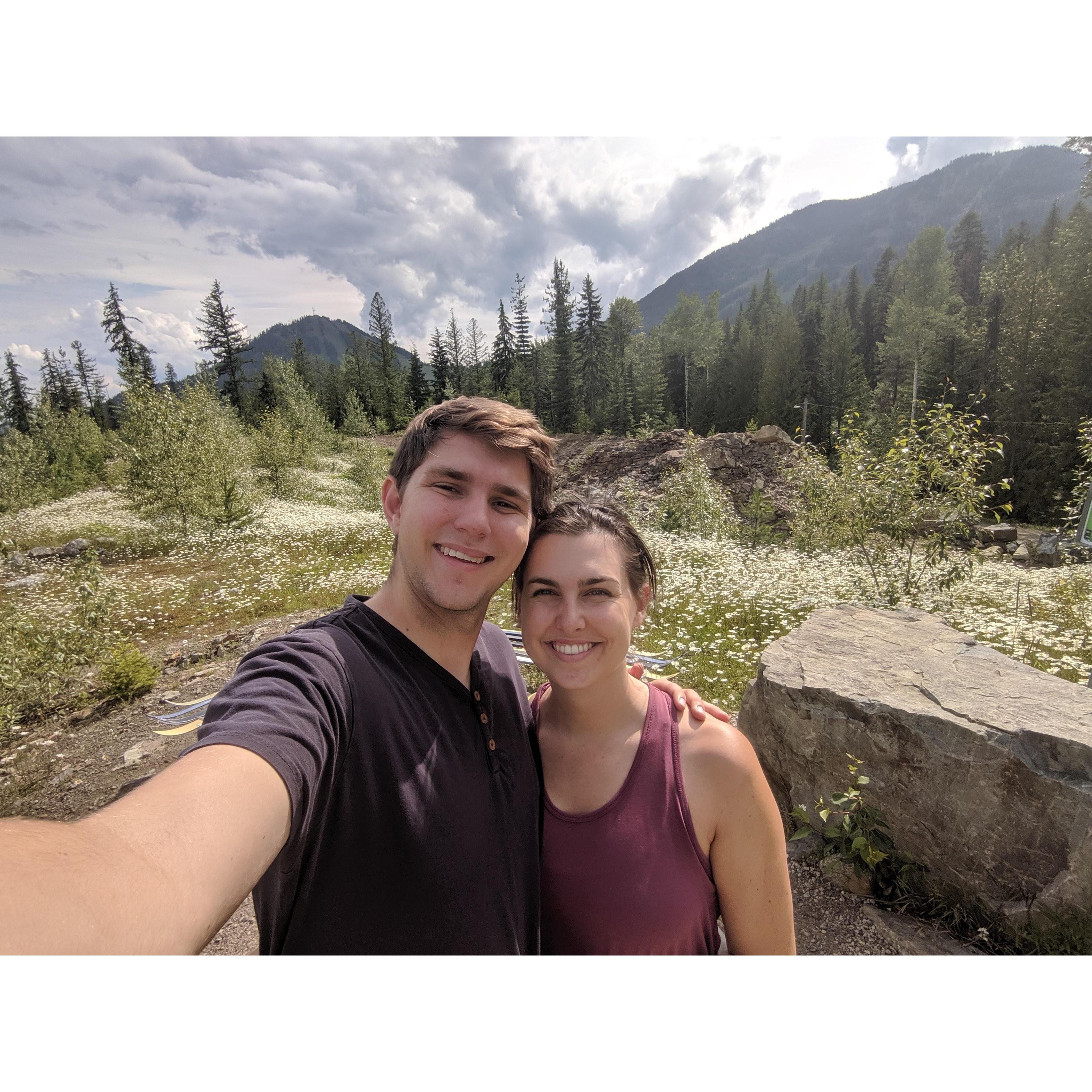 Playing disc golf up in Canada (with Red Mountain peeking out in the background!)