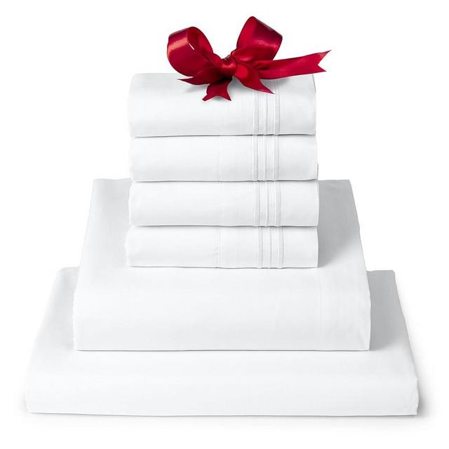 Mellanni Iconic Full Sheet Set - 6-Piece Bed Sheets, (Including 4 Pillowcases), 16-Inch Deep Pocket, Easy Care, Extra Soft, Cooling Sheets, Brushed Microfiber - White