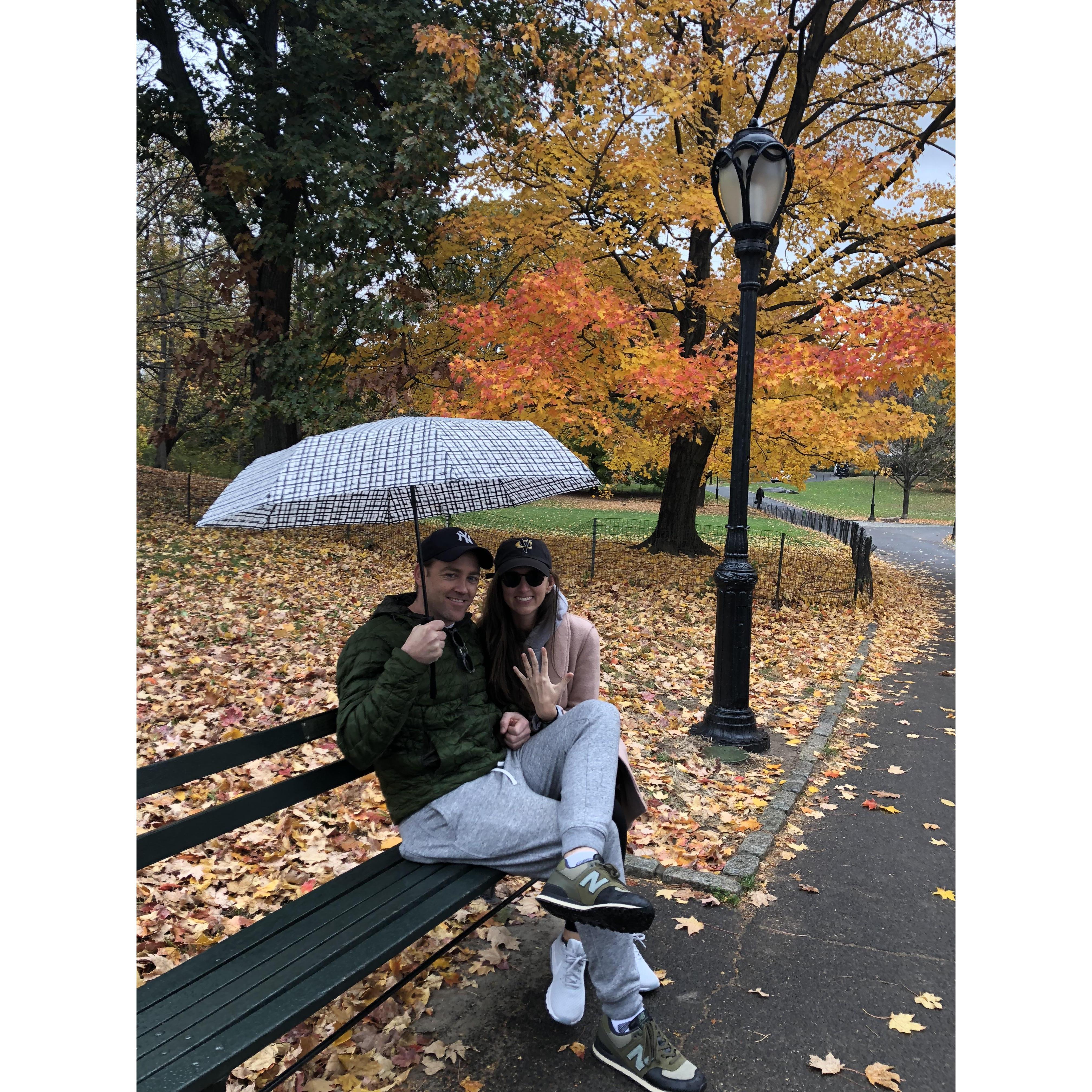 About an hour after we got engaged!