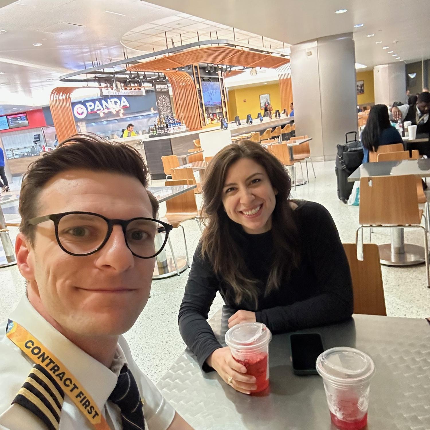 When Angelo forgot to pack underwear, so Steph met him at the airport during his layover haha