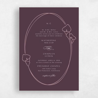 Purple Floral Wedding Invitation - Calle Classic