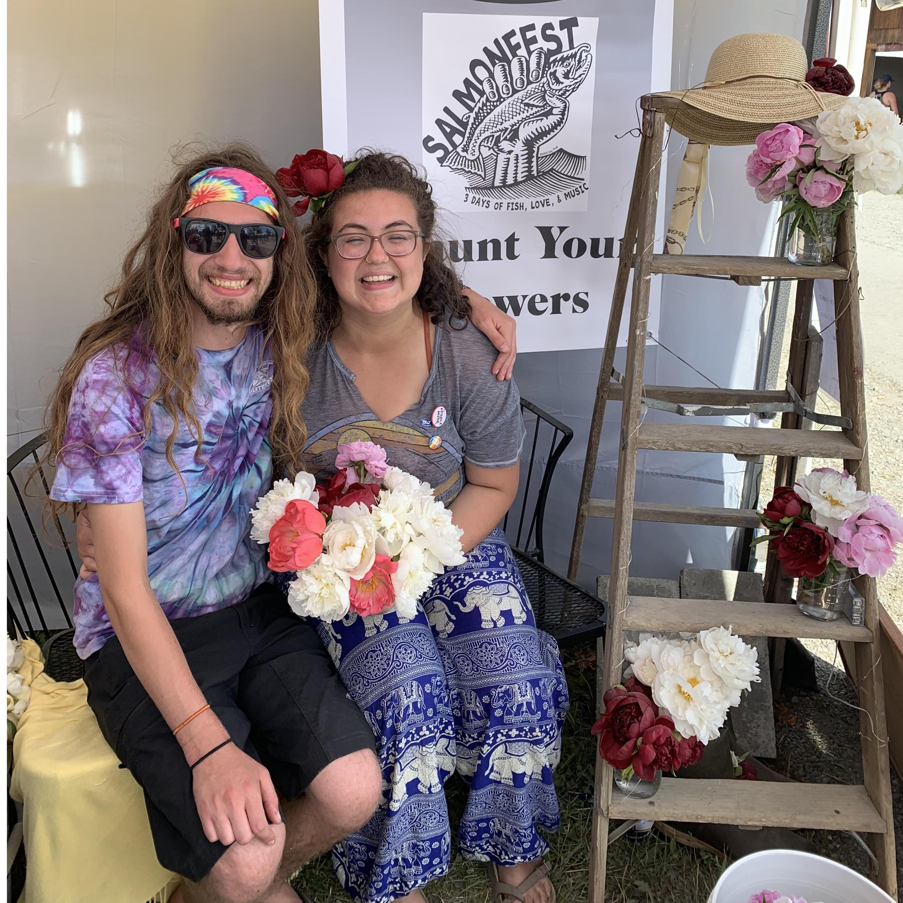 Enjoying beautiful Alaskan grown peonies during Salmonfest 2019.