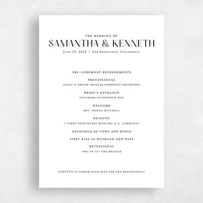 White Wedding Program - Sidney