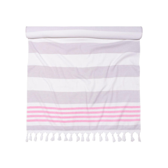 Cotton Oversized Striped Fouta Beach Towel with Tassels, Sunset - Blue Nile Mills