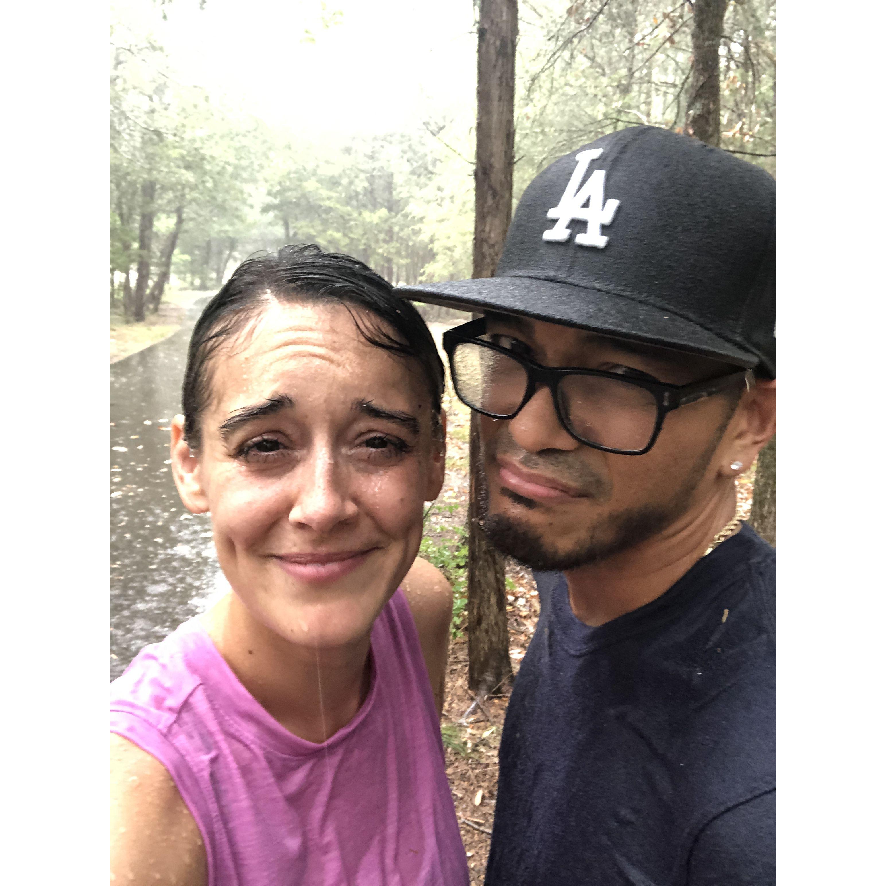 Moments after the proposal, it started POURING