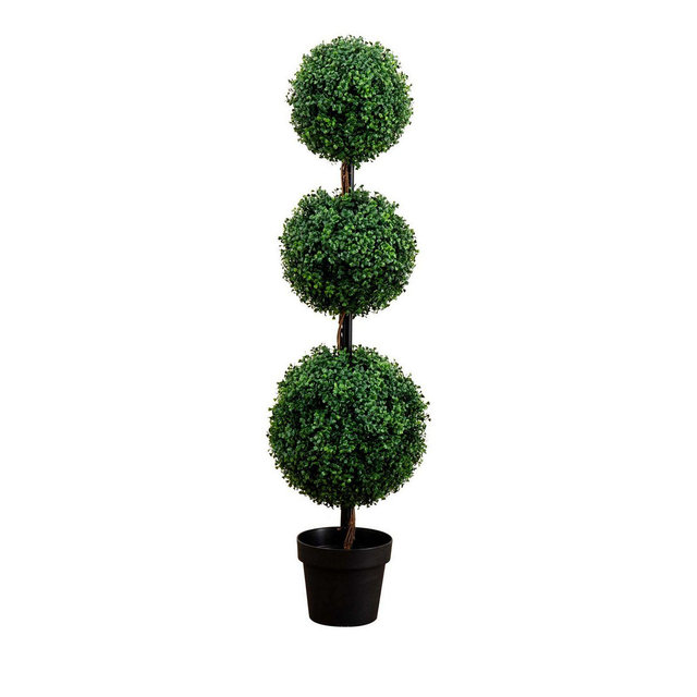Nearly Natural 4' Artificial Triple Ball Boxwood Topiary Tree (Indoor/Outdoor)