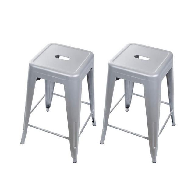 GIA 24-Inch Counter Height Backless Metal Stool, Set of 2, Gray