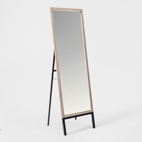66"x20" Oak and Metal Modern Floor Mirror Brown - Project 62™