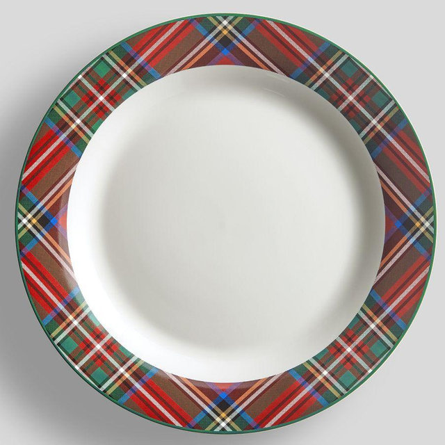 Stewart Plaid Stoneware Dinner Plates, Set of 4 - Red