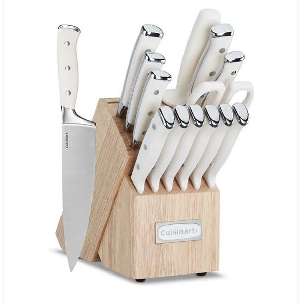 Cuisinart 15-Piece Knife Set with Block, High Carbon Stainless Steel, Forged Triple Rivet, Natural C77CTR-15P