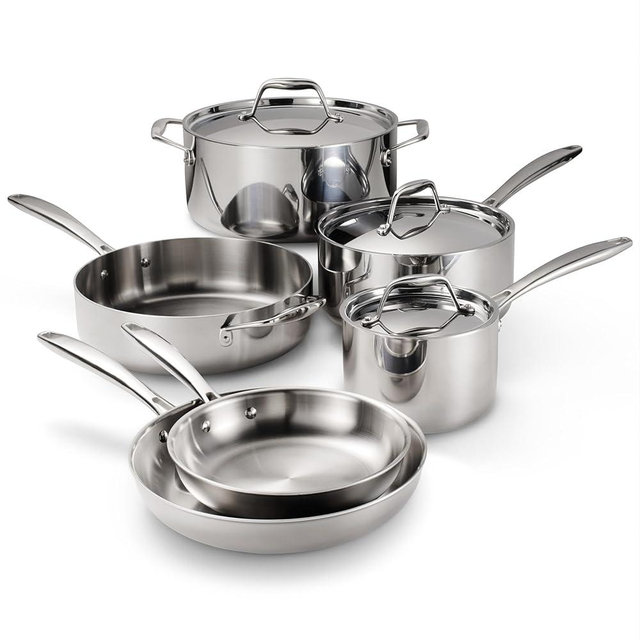 Tramontina Tri-Ply Clad Stainless Steel 9-Piece Cookware Set with Lids, Pots and Pans Kitchen Set, Induction-Ready, Dishwasher-Safe, NSF-Certified