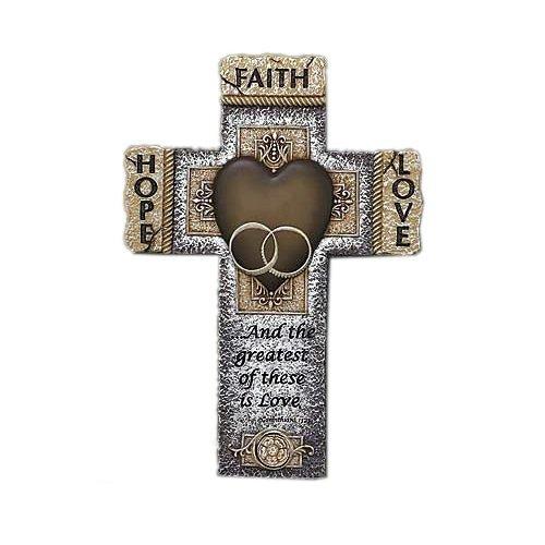 Abbey Gift Faith Hope Love Marriage Cross, 7.25 x 10.5