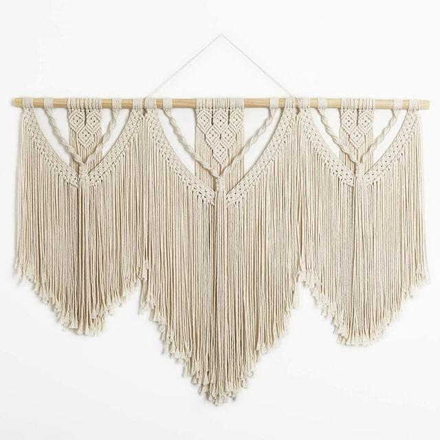 Mokof Large Macrame Wall Hanging Wide Boho Macrame Wall Decor Art, 43"x32"