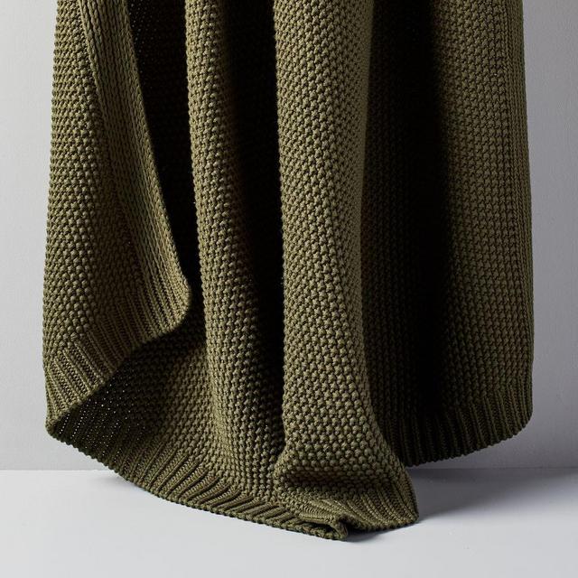 Cotton Knit Throw, Olive, 50"x60"