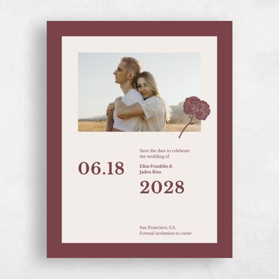 Burgundy, Red Wedding Save the Date - Catania Portrait