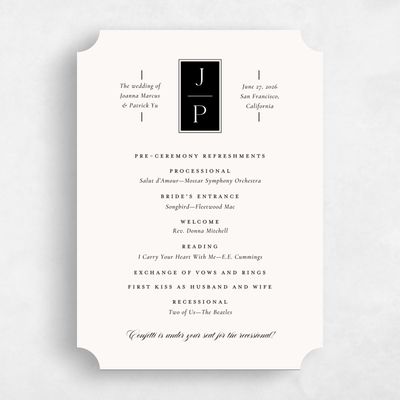 Beige Ticket Wedding Program - Knowlton