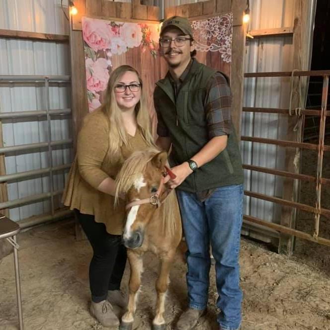Dylan, Shelby with Nugget at their Engagement Party. November 2020
