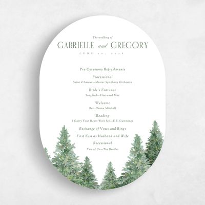 White Oval Wedding Program - Balsam