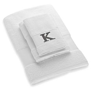 Avanti Silver Block Letter Monogram Letter "K" Turkish Cotton Cuff Hand Towel in White
