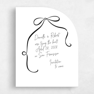 White Half arch Wedding Save the Date - Cosette Portrait