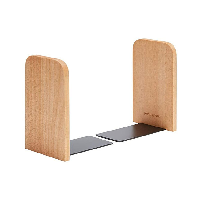 Pandapark Wood Bookends,Pack of 1 Pair,Non-Skid,German Beech,Office Book Stand (Beech-A)