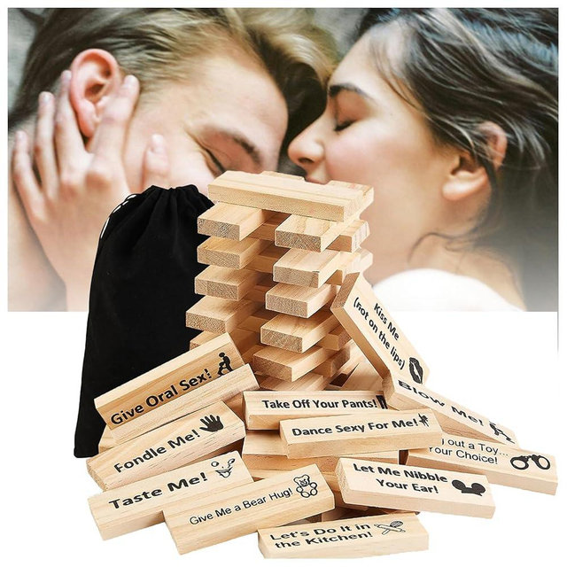 Crkeiyr Tumble Tower Couples Game for Adults,Adult Naughty GamesSuper Naughty Block Tower Game, Couples Date Night Ideas for Valentine Lover (48pcs)
