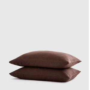 European Linen Pillowcase Set in Espresso