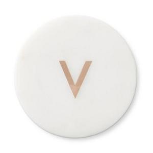 Marble & Copper Monogram Coasters, Set of 4, V