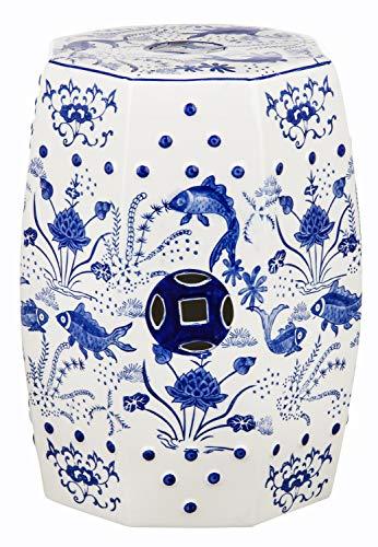 Safavieh Cloud 9 Koi Ceramic Decorative Garden Stool, Blue