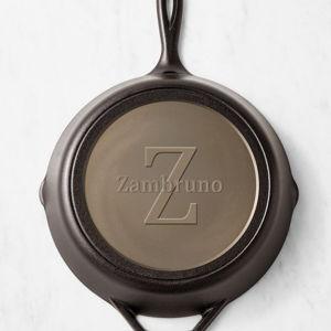 Monogrammed Lodge Seasoned Cast Iron Skillet, 12"