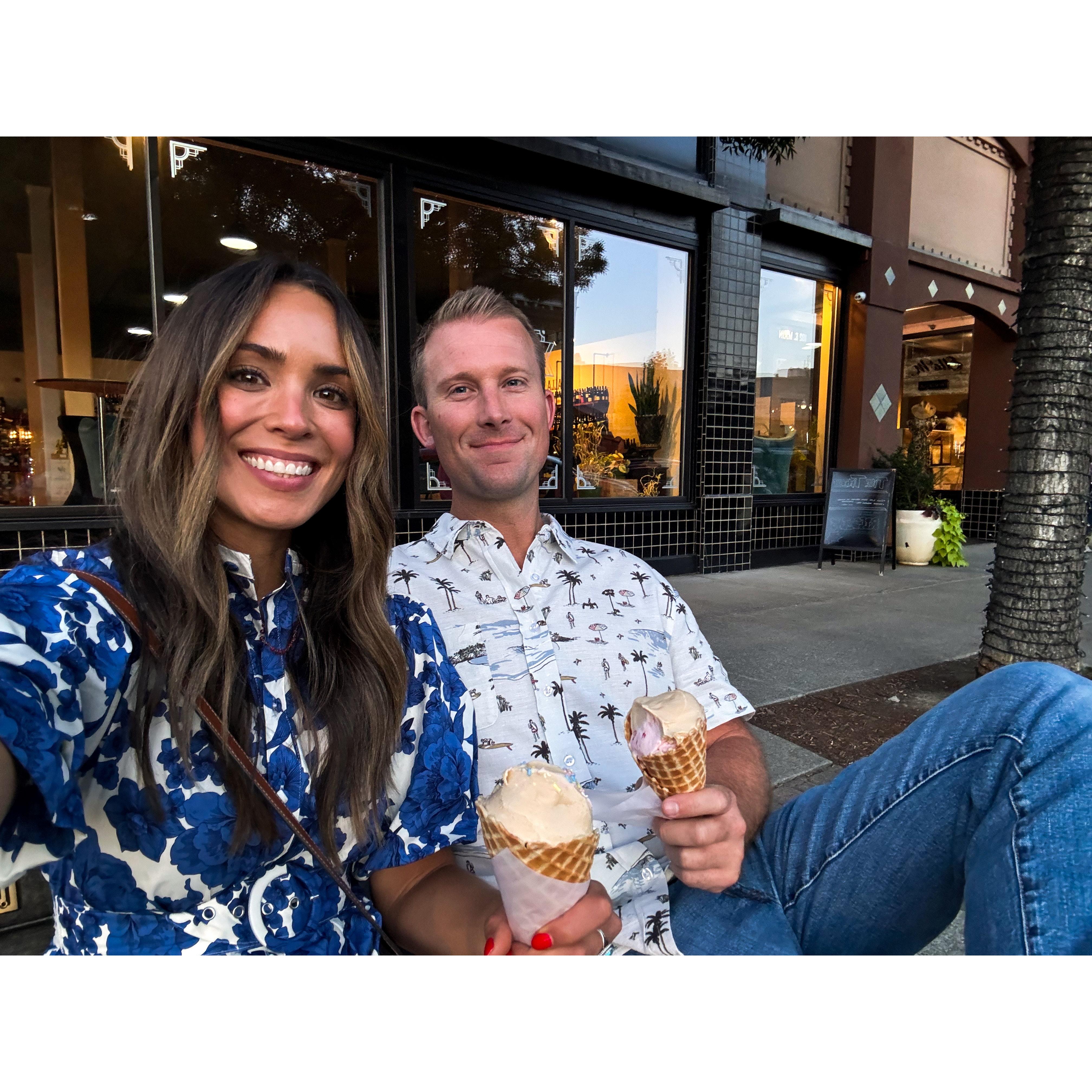 Pine Cone ice cream on our bench