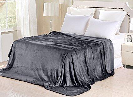 Balichun Luxury 330 GSM Fleece Blanket Super Soft Warm Fuzzy Lightweight Bed or Couch Blanket Twin/Queen/King Size(King,Dark Grey)
