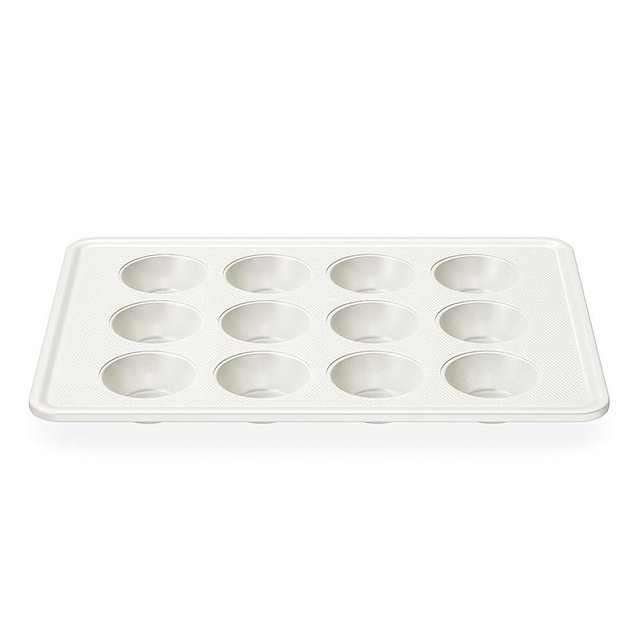 HONGBAKE Nonstick Ceramic Muffin Pan, 12 Cup Muffin tin for Baking, Non-toxic Cupcake Pan, Heavy-duty Aluminized Steel Cupcake Tray with Diamond Texture, Easy To Clean, Cream