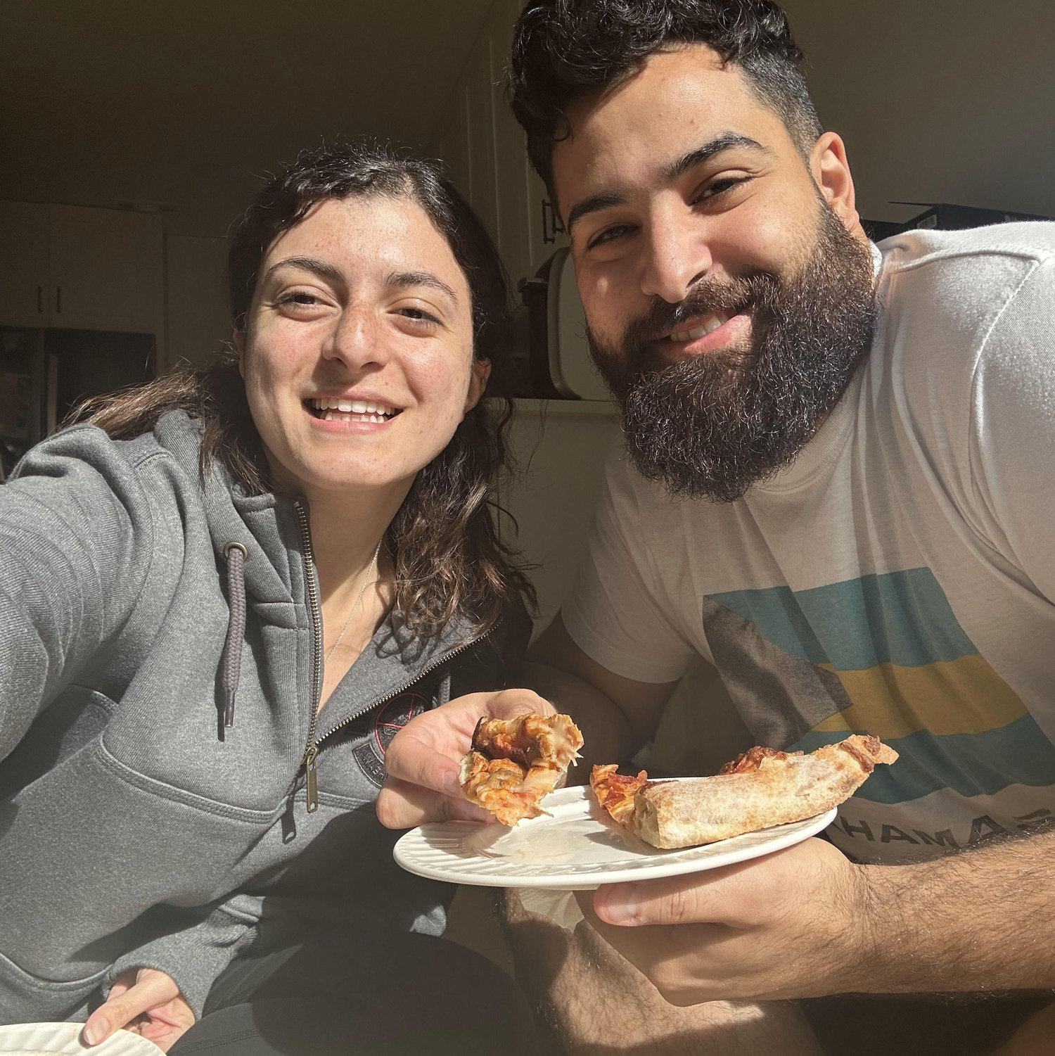 We decided to just sit on the floor and enjoy the only spot of sunlight that morning, before we continued wedding stress...we mean planning :)