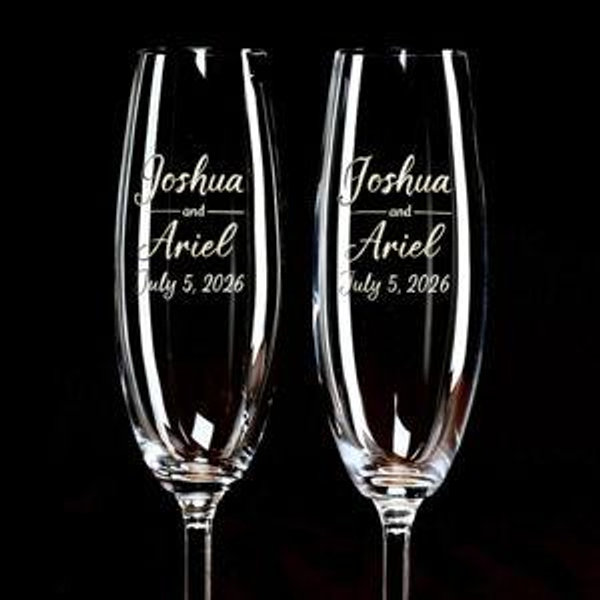 Custom Etched Lenox Toasting Flutes, Wedding Flutes, Couples Gift, Personalized Wedding Champagne Flutes, Gift for the Couple, Gratefully - Etsy