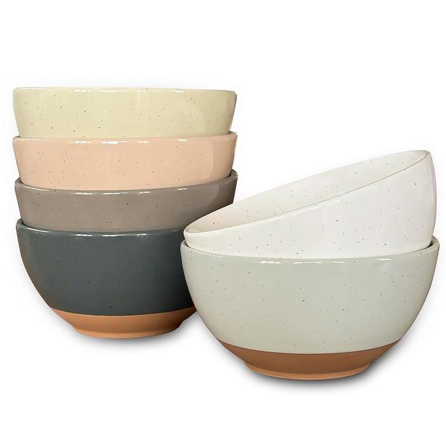 Mora Ceramic Small Dessert Bowls - 16oz, Set of 6 - Microwave, Oven and Dishwasher Safe, For Rice, Ice Cream, Soup, Snack, Cereal, Chili, Side Dishes etc - Microwavable Kitchen Bowl, Assorted Neutrals