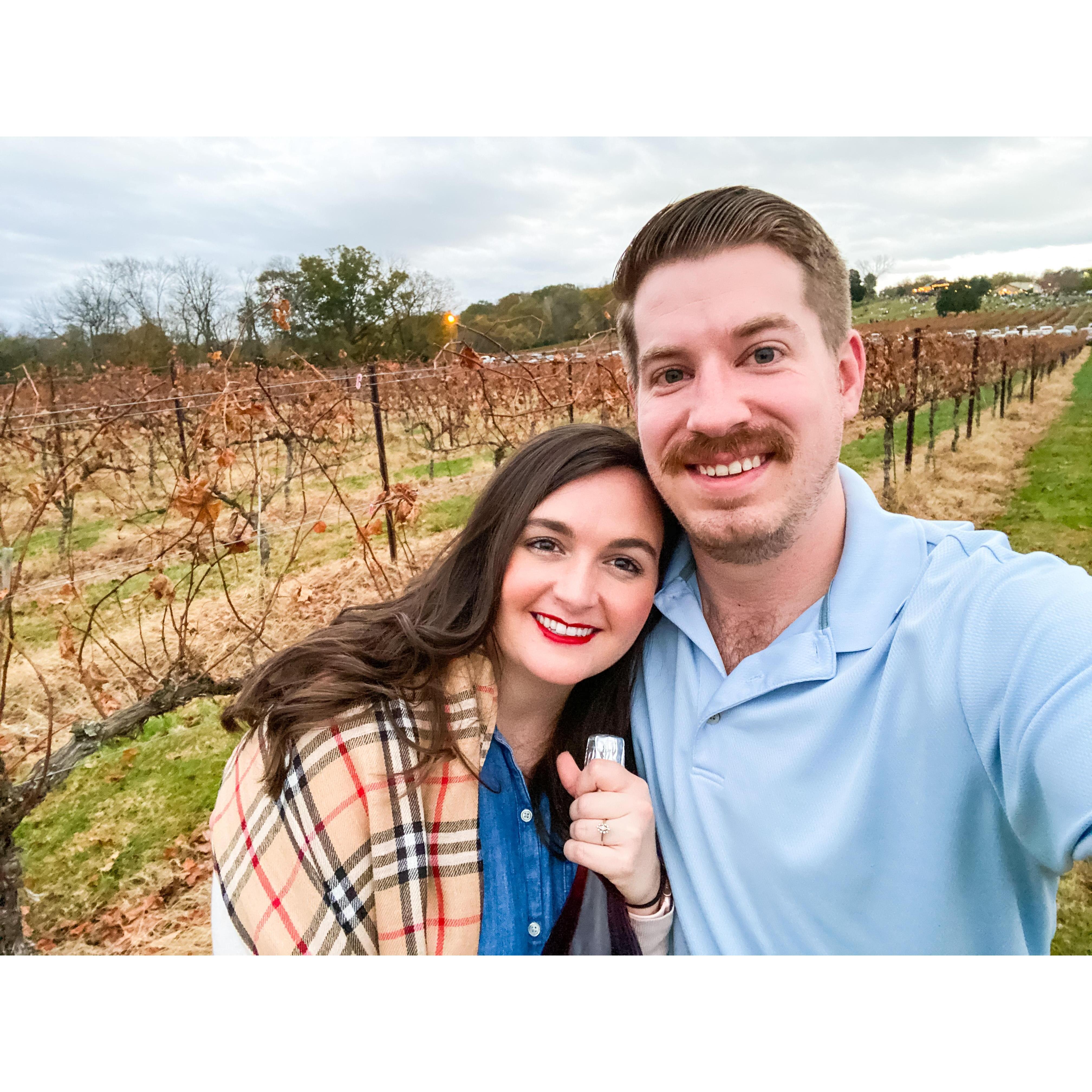 Right after Michael popped the question at Arrington Vineyards.