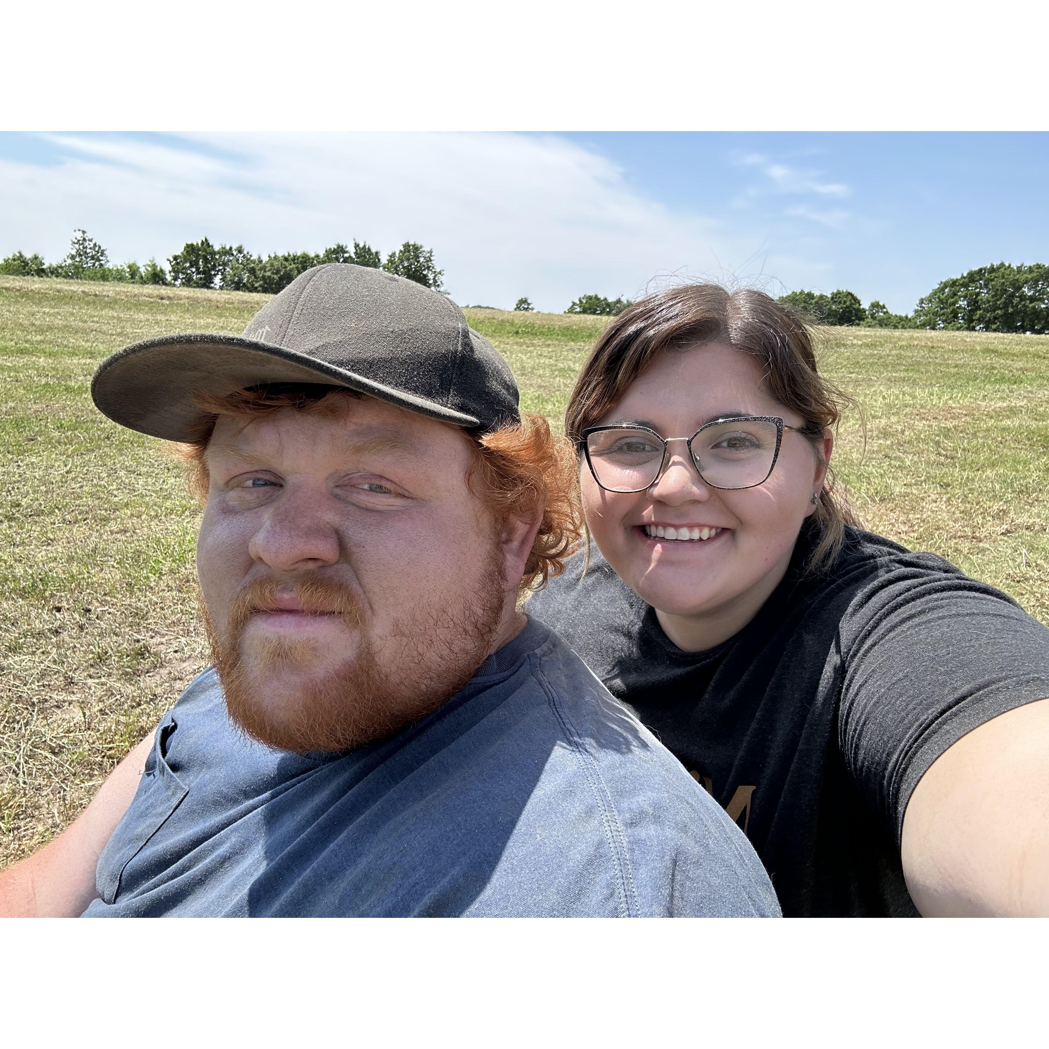 Showing me around his grandparents farm