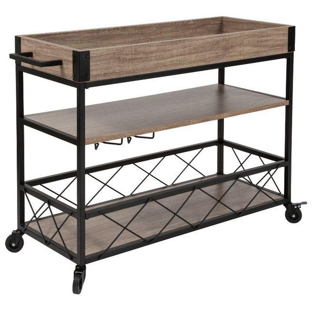 Kitchen Serving and Bar Cart with Wine Glass Holders