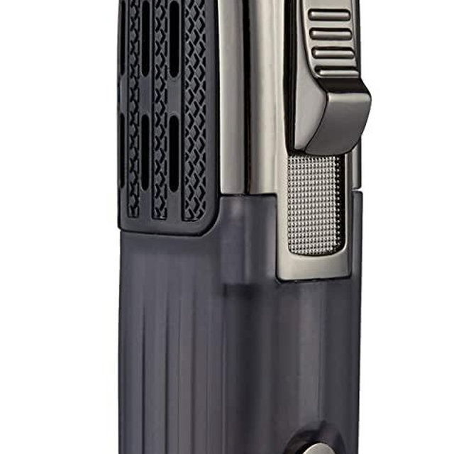 TOMOLO Torch Lighter Triple Jet Flame Refillable Butane Cigar Lighter with Cigar Punch,2 Pack,Charcoal