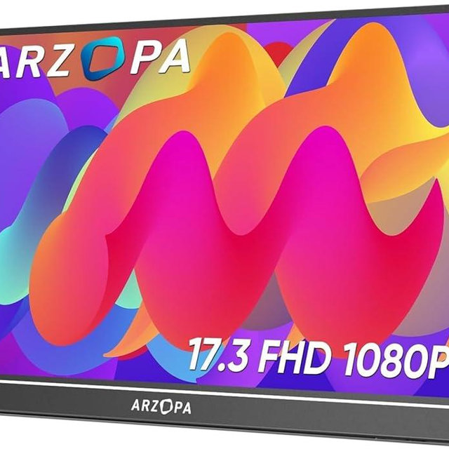 ARZOPA 17.3" Portable Monitor, 1080P FHD 103% sRGB IPS Gaming Monitor Laptop Monitor with Built-in Kickstand HDMI USB C External Screen for PC Mac Phone Xbox PS5 - A1M