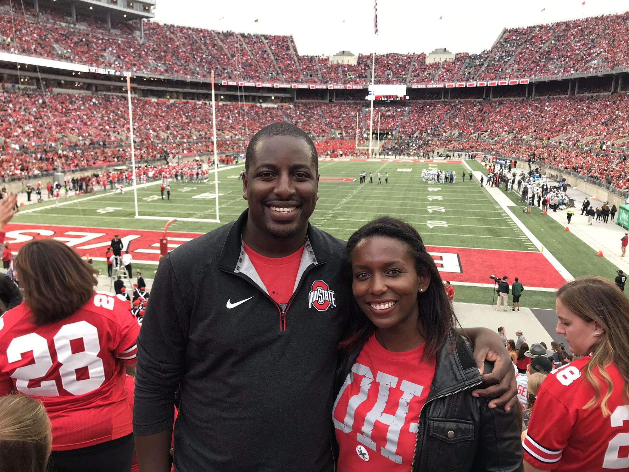 Michael took Joyelle to Columbus in 2018 for her first THE Ohio State game