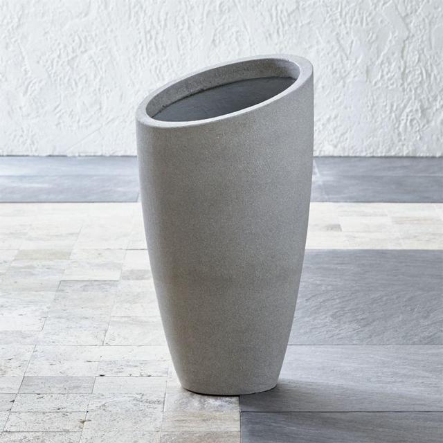 Slant Light Grey Tall Indoor/Outdoor Planter