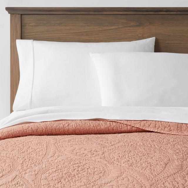 Full/Queen Garment Washed Paisley Stitch Quilt Terracotta/Bronze - Threshold™