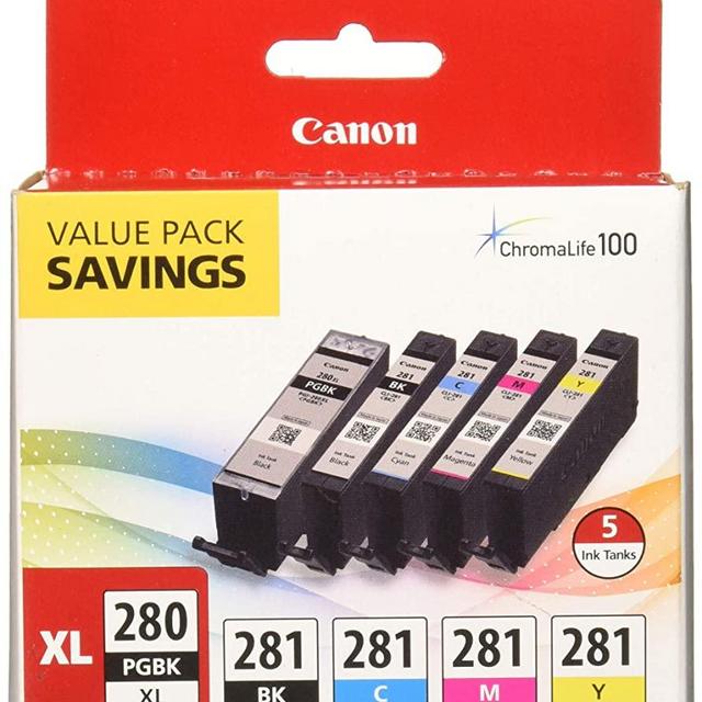 Canon PGI-280XL/CLI-281 5 Color Pack Compatible to TR8520, TR7520, TS9120 Series,TS8120 Series, TS6120 Series