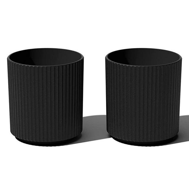 Veradek Round Demi Planter Pots for Indoor/Outdoor Garden Use | Made from Plastic - Concrete Mix with Drainage Holes | Perfect for Small to Large Succulent Plants, Flowers, Modern Interior Plants