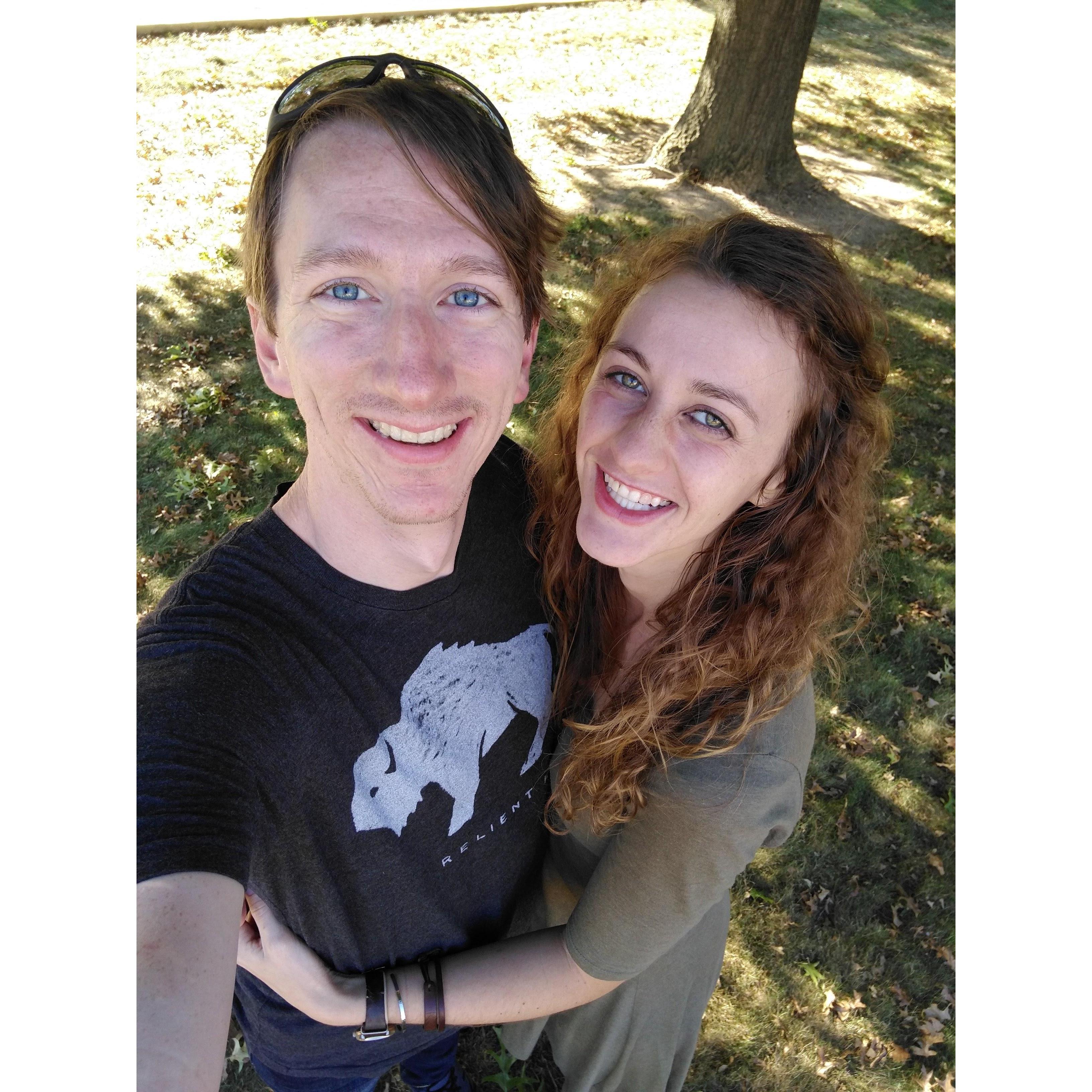 Enjoying the fall weather together.