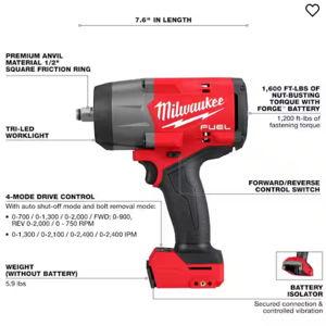 M18 FUEL 18V Lithium-Ion Brushless Cordless 1/2 in. Impact Wrench with Friction Ring (Tool-Only)